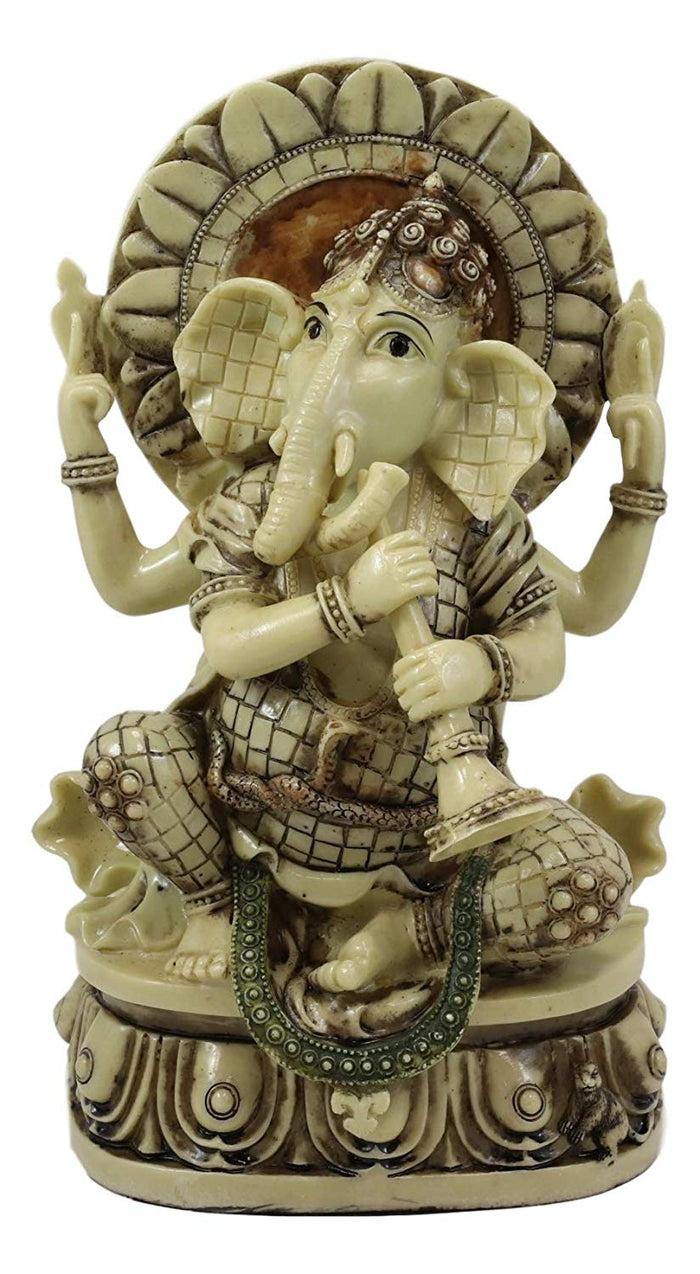 Ebros Gift Ebros 12" Tall Hindu God Ganesha Playing Shehnai Flute Statue Figurine