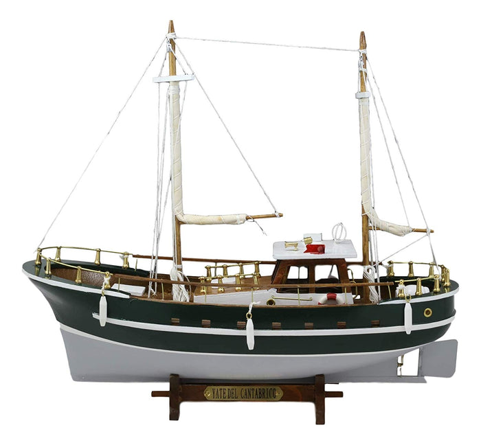 Ebros Gift Ebros 13.5"H Yate Del Cantabrico Cantabrian Yacht Boat Model With Base Stand
