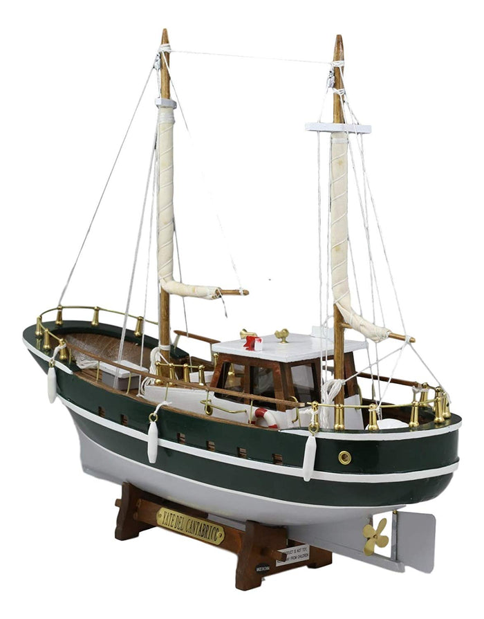 ebros gift Ebros 13.5"H Yate Del Cantabrico Cantabrian Yacht Boat Model with Base Stand