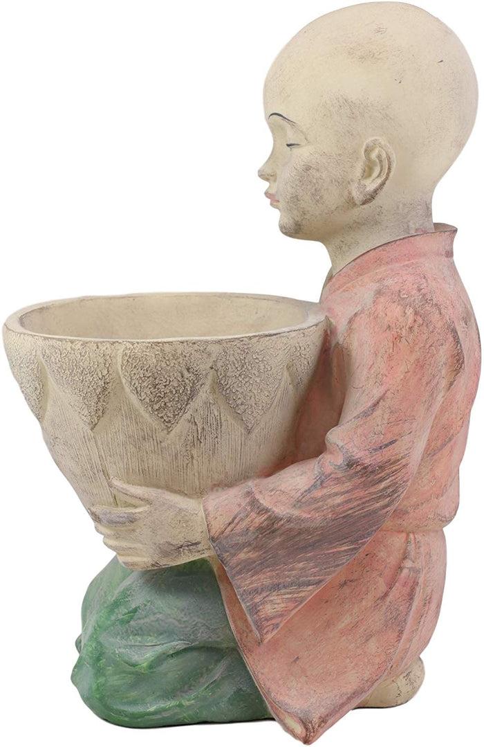 Ebros Gift Ebros 13.5" Tall Jizo Buddha Monk Kneeling With Planter Pot Flower Vase On Lap