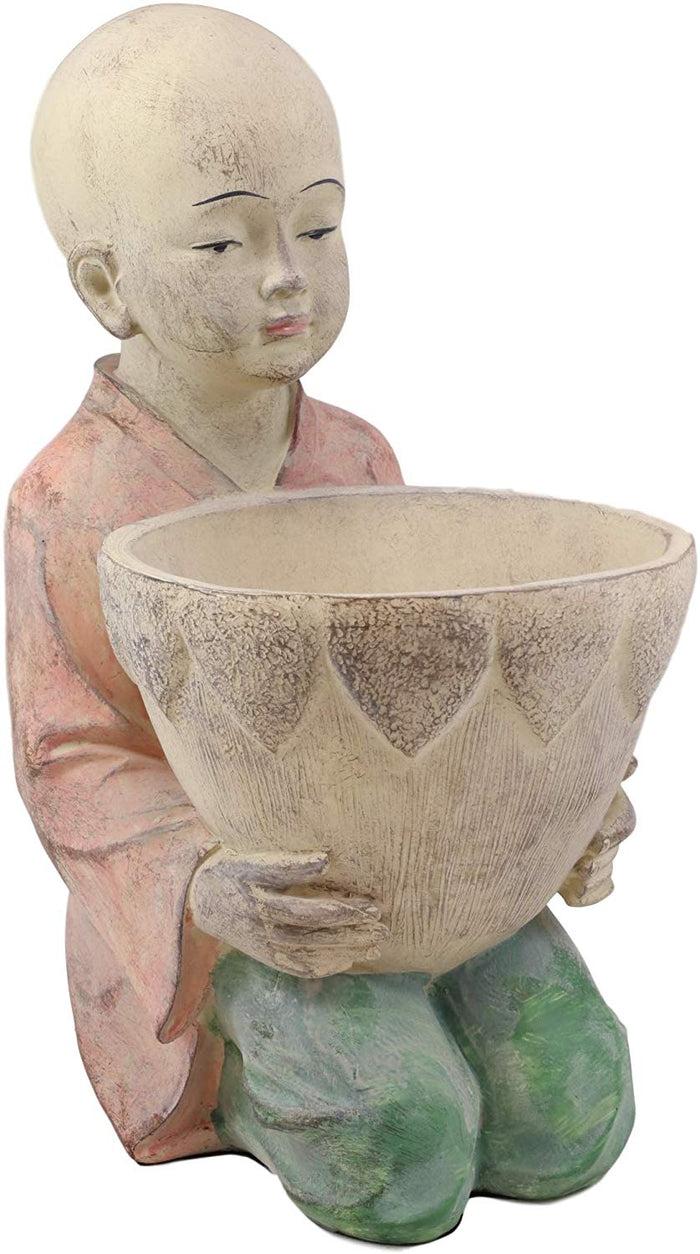 Ebros Gift Ebros 13.5" Tall Jizo Buddha Monk Kneeling With Planter Pot Flower Vase On Lap