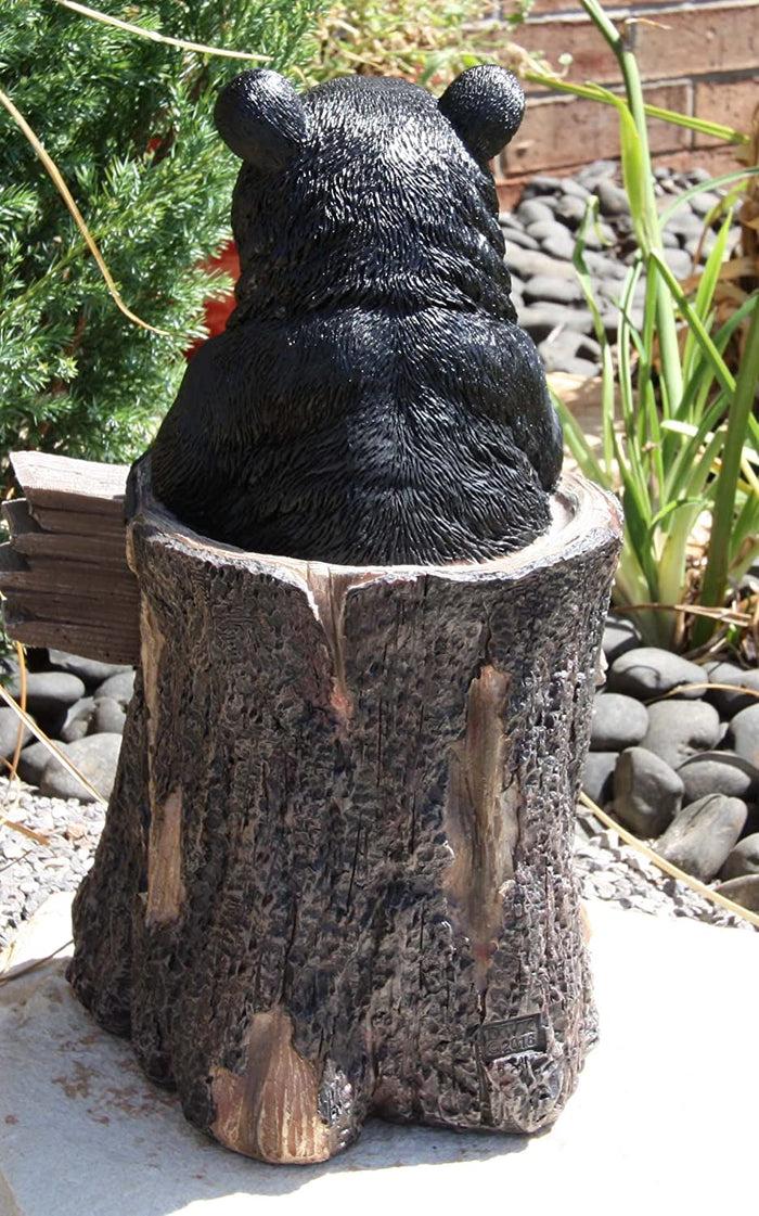 Ebros Gift Ebros 13.5" Tall Welcome Sign Black Bear In Tree Bark Outdoor Decorative Statue