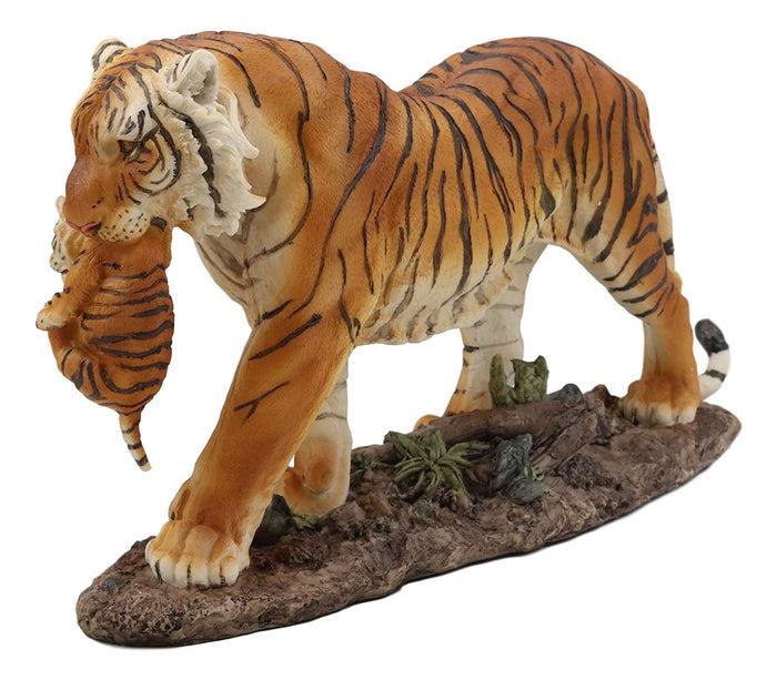 Ebros Gift Ebros 14.25"L Large Wildlife Bengal Orange Tiger Mother Carrying Cub Figurine