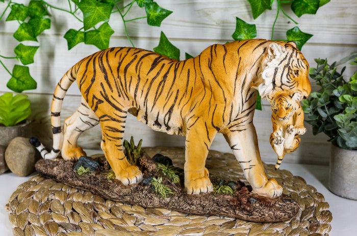ebros gift Ebros 14.25"L Large Wildlife Bengal Orange Tiger Mother Carrying Cub Figurine