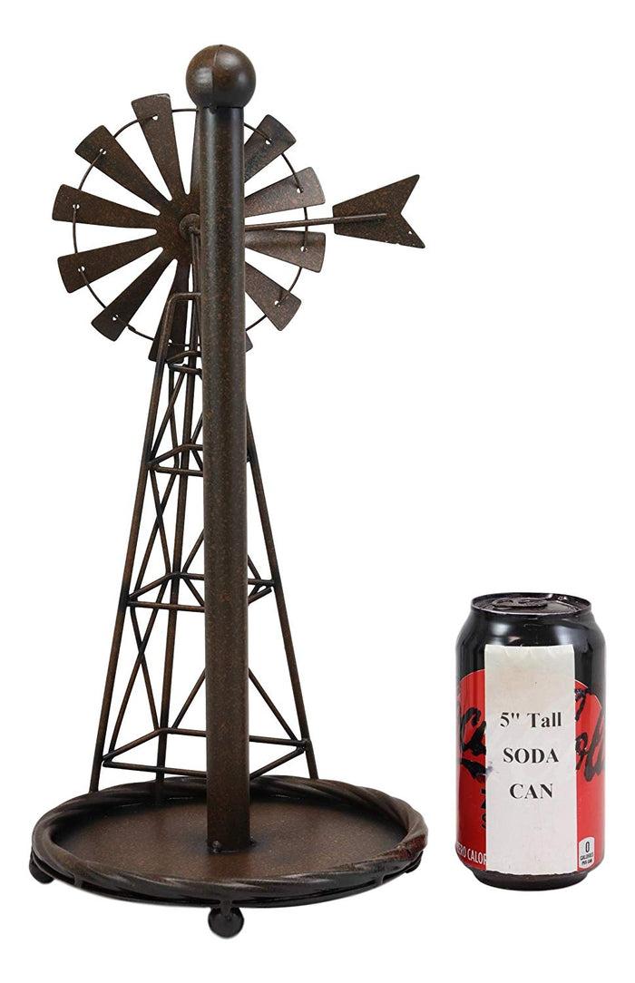 Ebros Gift Ebros 14.5"Tall Rustic Country Farm Windmill Outpost Paper Towel Holder Metal Figurine