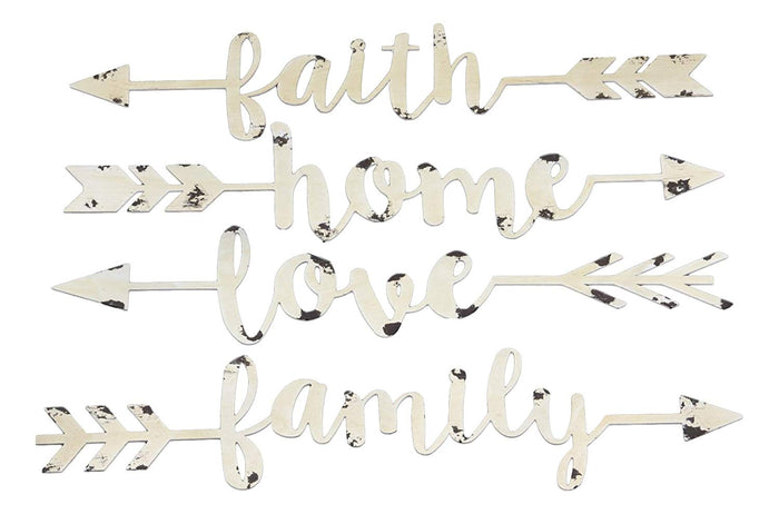 Ebros Gift Ebros 14"L Set Of 4 Metal Wall Arrows With Family Love Home And Faith Sayings Signs