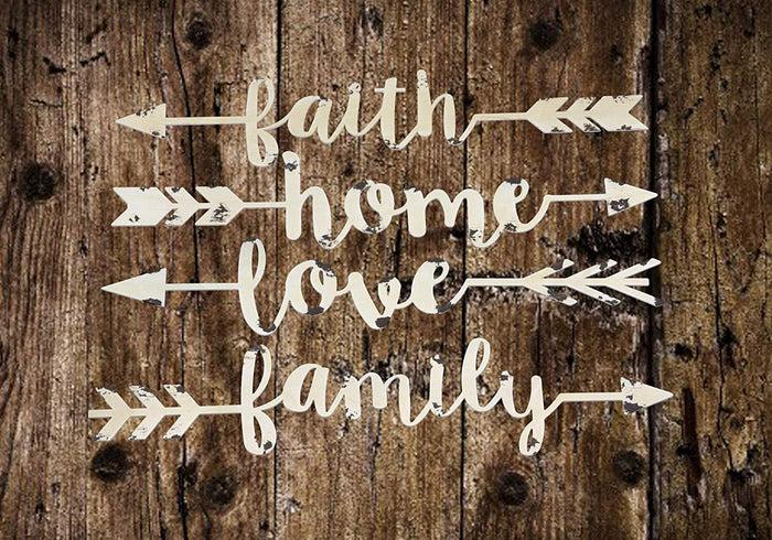 ebros gift Ebros 14"L Set Of 4 Metal Wall Arrows With Family Love Home and Faith Sayings Signs