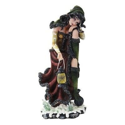 ebros gift Ebros 15.25 Inch Sun and Moon Sitting Witch with Lantern Statue Figurine