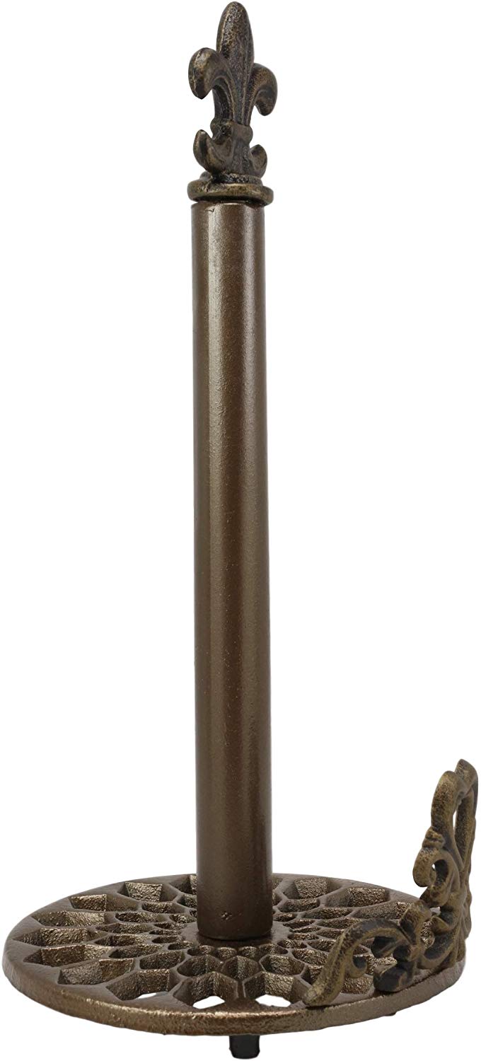Ebros Gift Ebros 15.5"H Aluminum French Scroll Fleur De Lis Top Crown Paper Towel Holder
