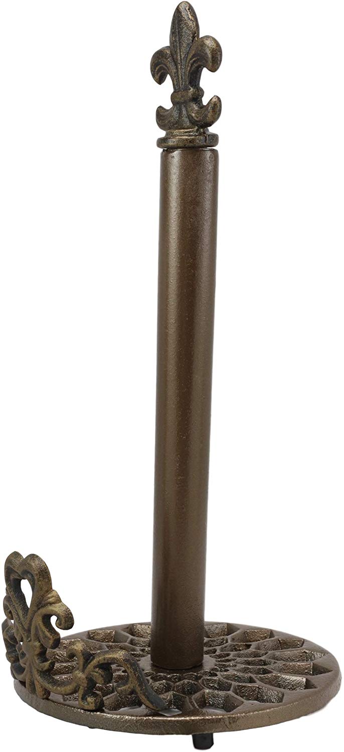 Ebros Gift Ebros 15.5"H Aluminum French Scroll Fleur De Lis Top Crown Paper Towel Holder