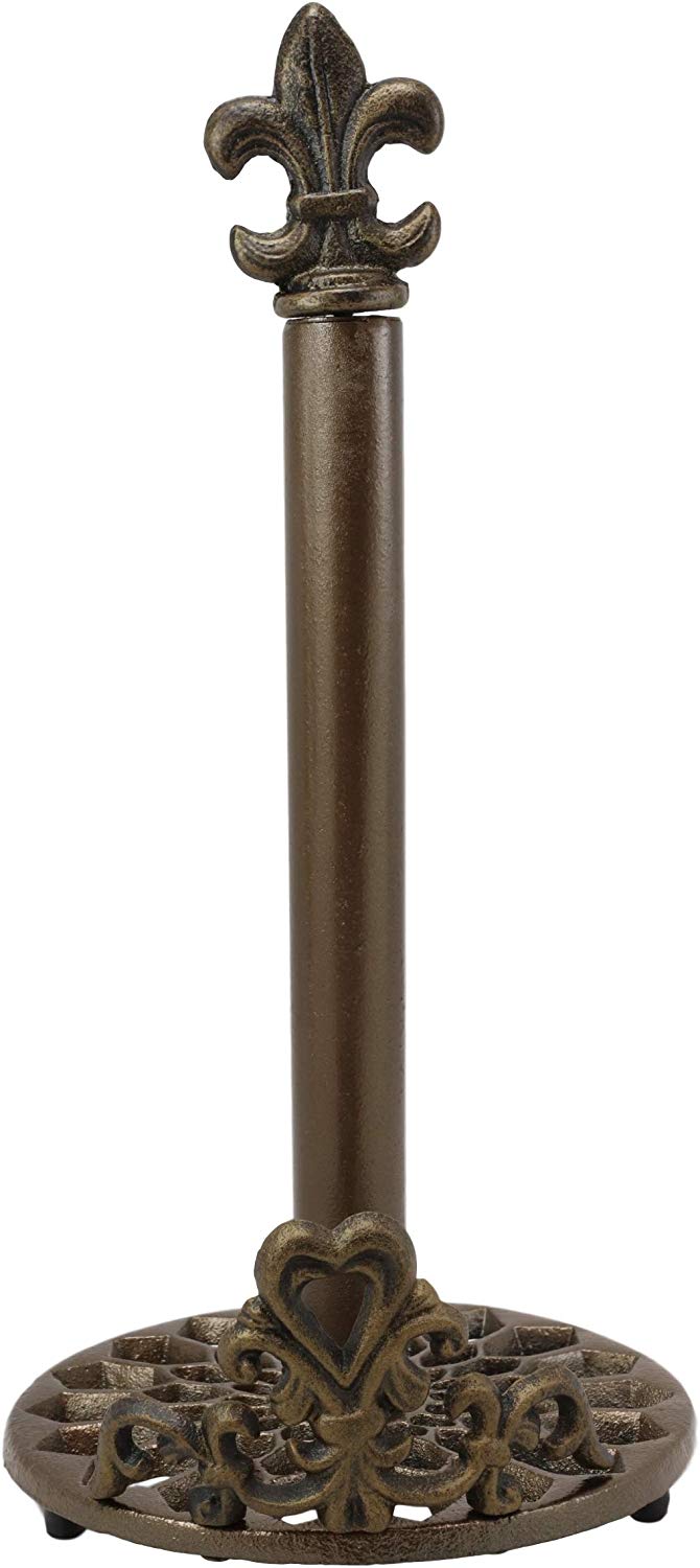 Ebros Gift Ebros 15.5"H Aluminum French Scroll Fleur De Lis Top Crown Paper Towel Holder