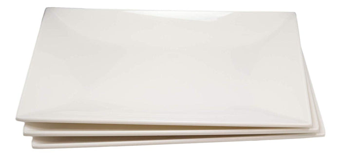 Ebros Gift Ebros 15" L White Melamine Rectangular Serving Plate Or Slate Or Dish SET OF 3
