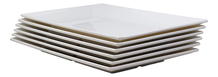 ebros gift Ebros 15"L White Melamine Serving Plate or Slate Dish Serveware Dining SET OF 6