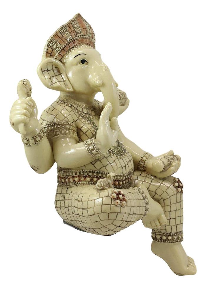 Ebros Gift Ebros 15" Tall Hindu Ganesha Holding Modaka Bowl & Lotus Table Edge Shelf Sitter