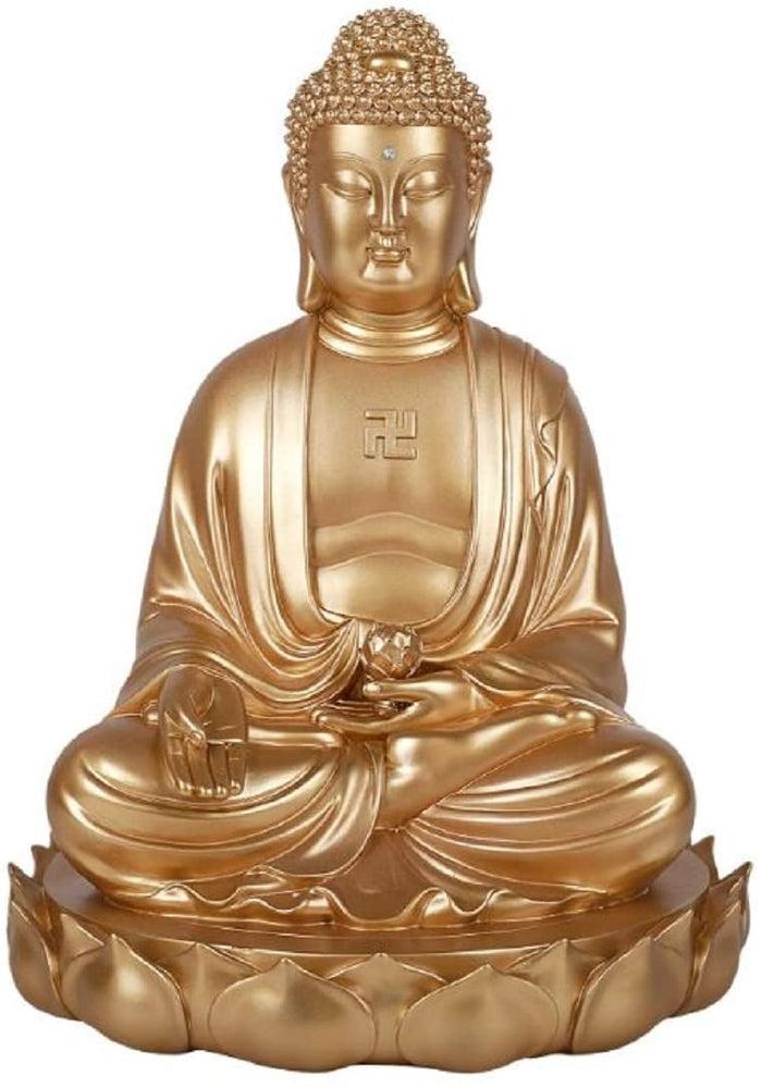 ebros gift Ebros 16.5"H Eastern Enlightenment Gautama Buddha Gold Finish Resin Figurine