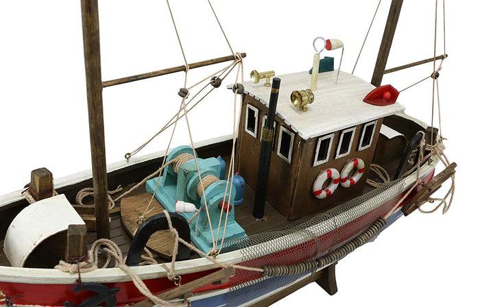 Ebros Gift Ebros 17" Long Wooden Handicraft Nautical Vessel Boat Model With Wood Base Stand