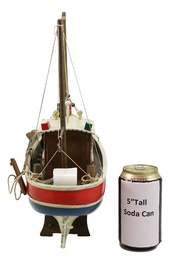 Ebros Gift Ebros 17" Long Wooden Handicraft Nautical Vessel Boat Model With Wood Base Stand
