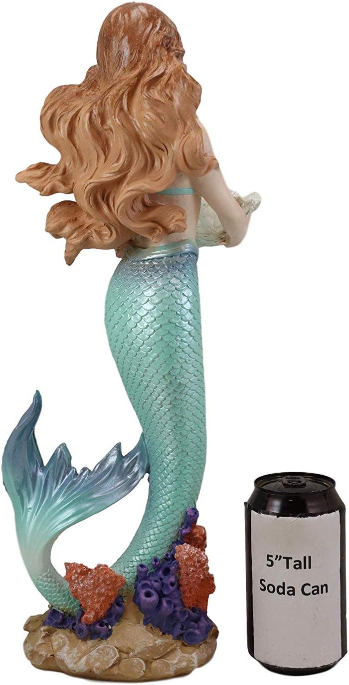 Ebros Gift Ebros 17" Tall Mermaid With Giant Oyster Shell Dish Votive Candle Holder Statue