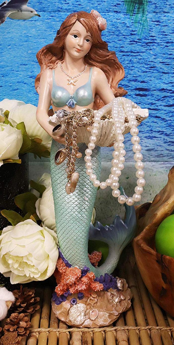 ebros gift Ebros 17" Tall Mermaid with Giant Oyster Shell Dish Votive Candle Holder Statue