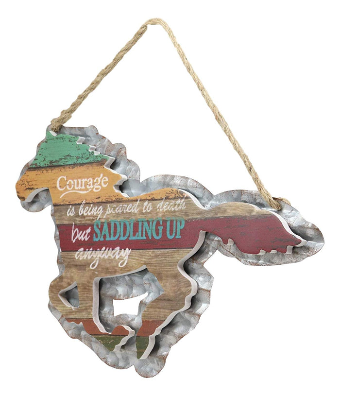 Ebros Gift Ebros 17" W Rustic Running Horse Inspirational Quote Hand Painted Wooden Sign