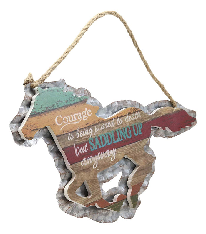 Ebros Gift Ebros 17" W Rustic Running Horse Inspirational Quote Hand Painted Wooden Sign