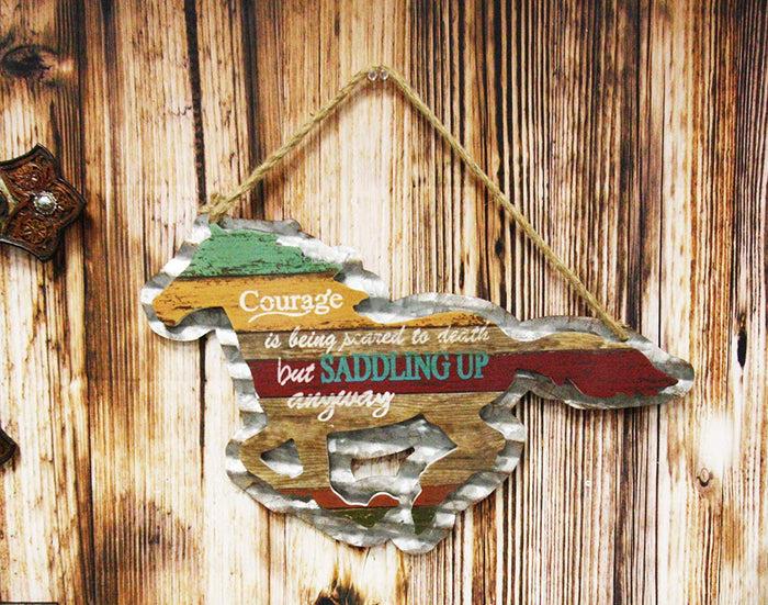 ebros gift Ebros 17" W Rustic Running Horse Inspirational Quote Hand Painted Wooden Sign