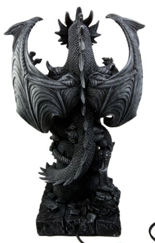 Ebros Gift Ebros 19"H Medieval Castle Dragon W/ Illuminated Orb Wing Figurine Floor Table Lamp