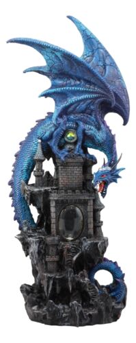 Ebros Gift Ebros 20"H Blue Waterfall Spyro Dragon On Castle Statue LED Night Light Figurine
