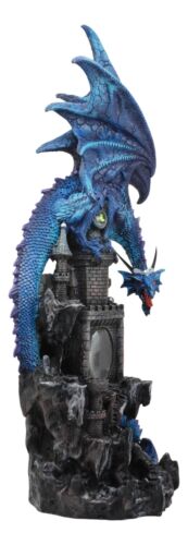 Ebros Gift Ebros 20"H Blue Waterfall Spyro Dragon On Castle Statue LED Night Light Figurine