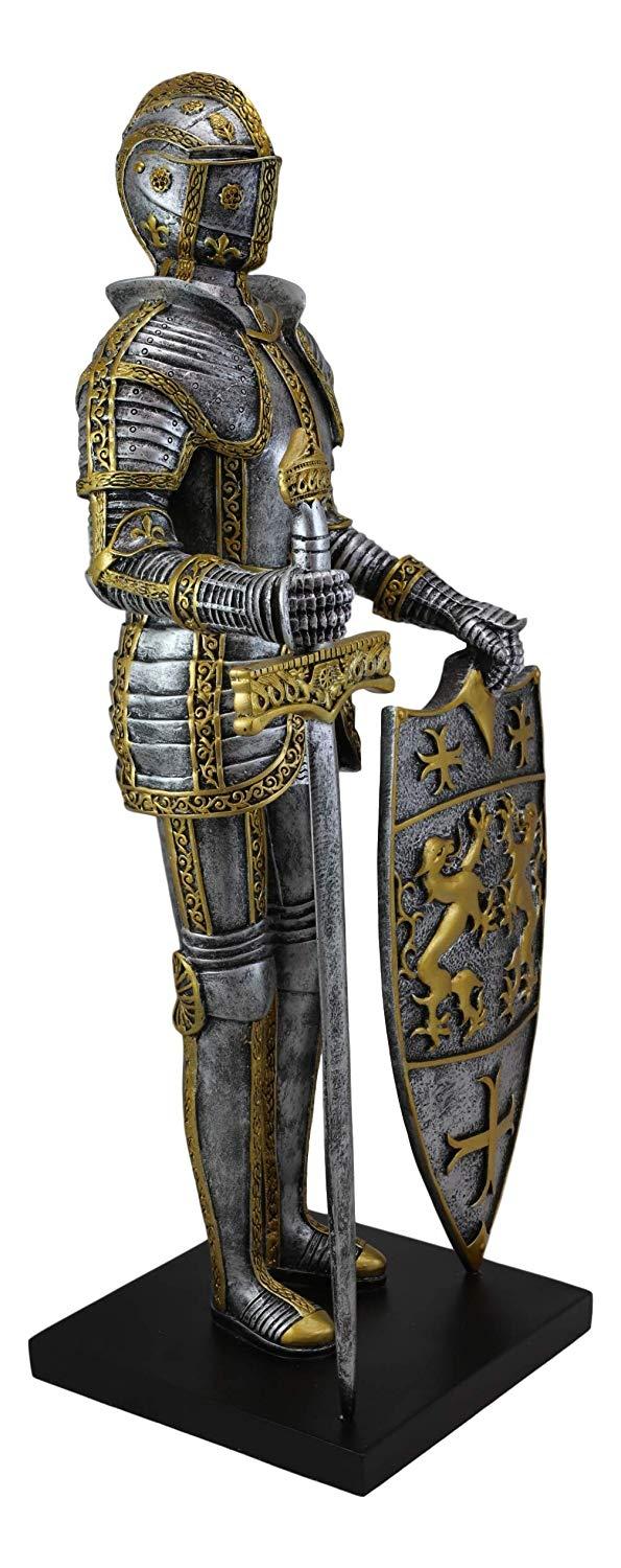 Ebros Gift Ebros 21"H Large Medieval Suit Of Armor Knight With Sword And Heraldry Shield Statue
