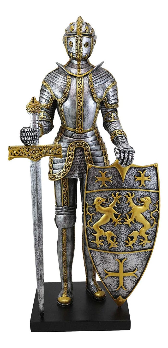 Ebros Gift Ebros 21"H Large Medieval Suit Of Armor Knight With Sword And Heraldry Shield Statue
