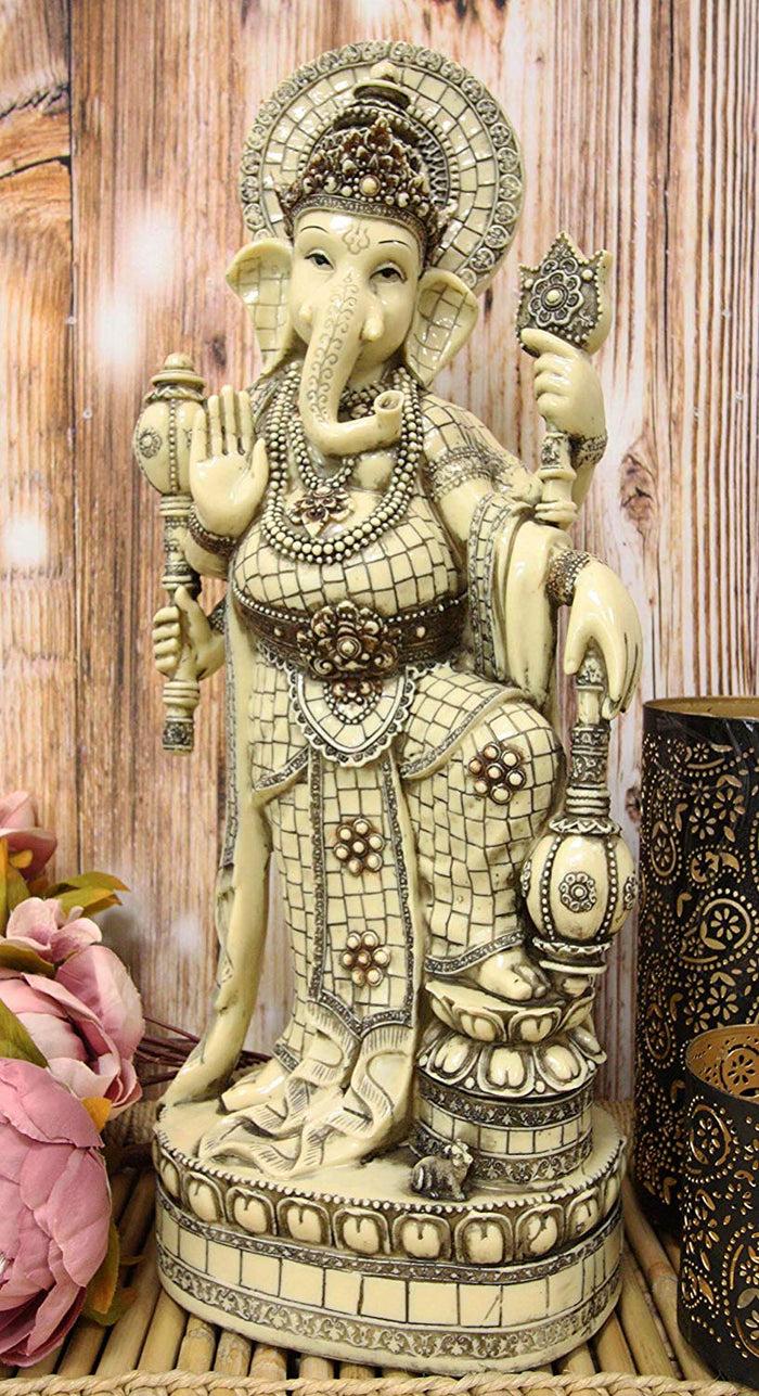 ebros gift Ebros 21" Tall Hindu Ganesha On Lotus Throne with Percussion Maracas Statue
