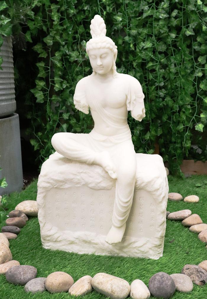ebros gift Ebros 24"H Large Armless Goddess of Compassion Kuan Yin Sitting On Mantra Rock Statue