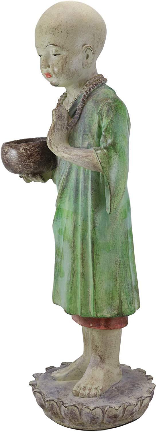 Ebros Gift Ebros 24" Tall Jizo Buddha Monk Hand Greeting Pose Holding Bowl Bird Feeder Bath