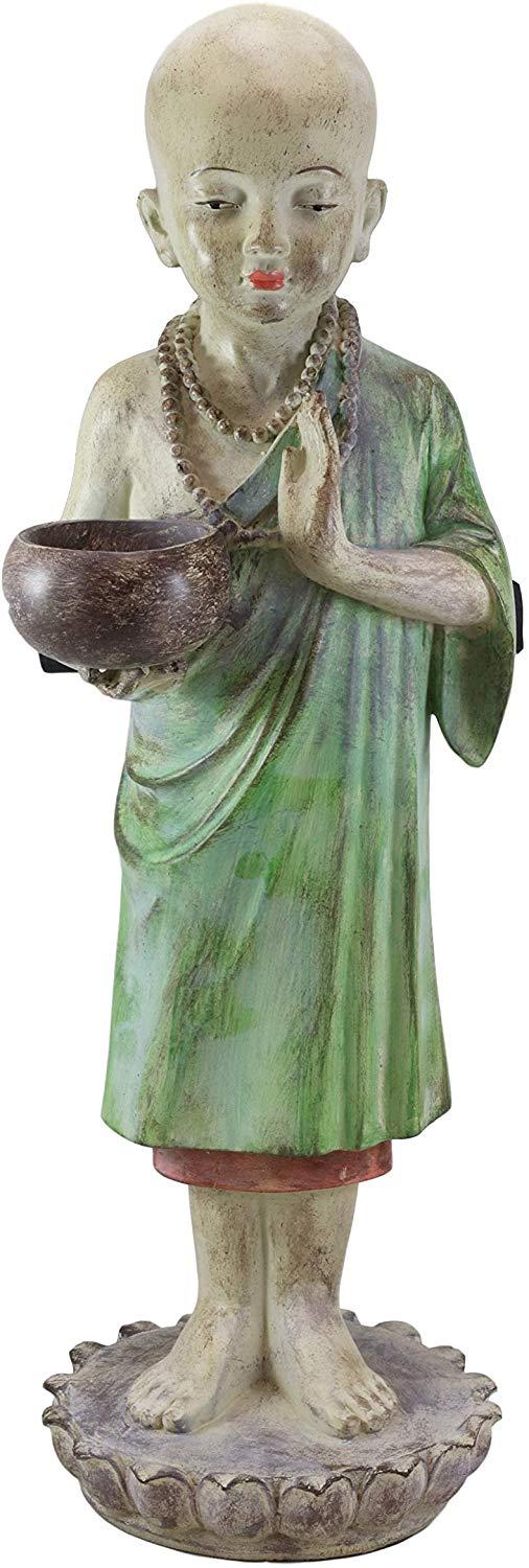 Ebros Gift Ebros 24" Tall Jizo Buddha Monk Hand Greeting Pose Holding Bowl Bird Feeder Bath
