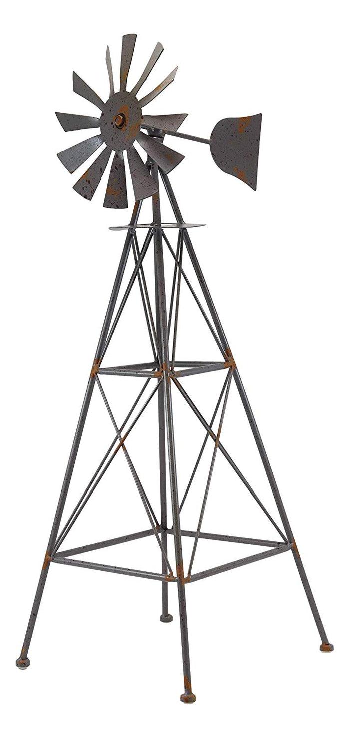 Ebros Gift Ebros 25.25" Tall Large Rustic Country Farm Agricultural Windmill Outpost Galvanized Metal Handcrafted Sculpture