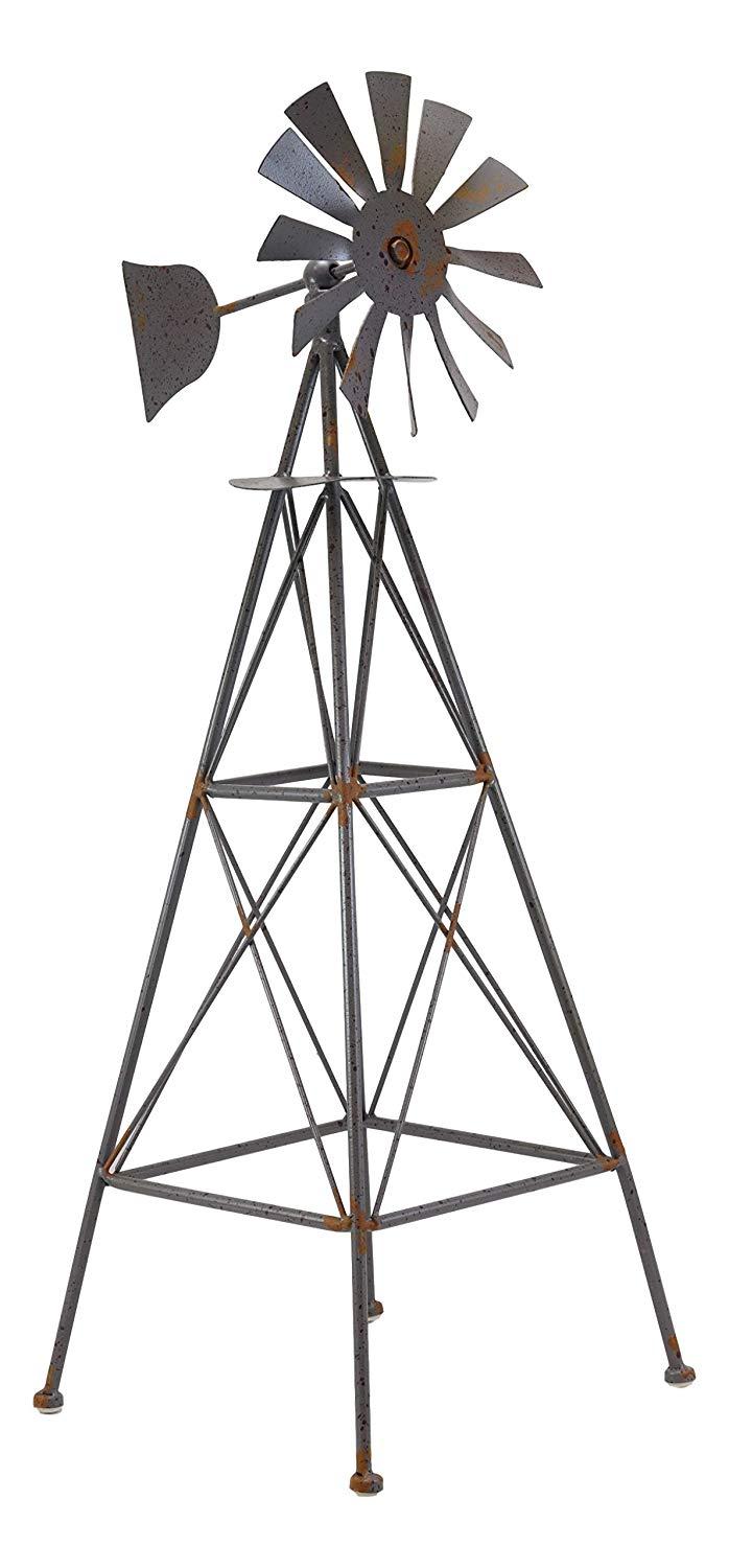 Ebros Gift Ebros 25.25" Tall Large Rustic Country Farm Agricultural Windmill Outpost Galvanized Metal Handcrafted Sculpture
