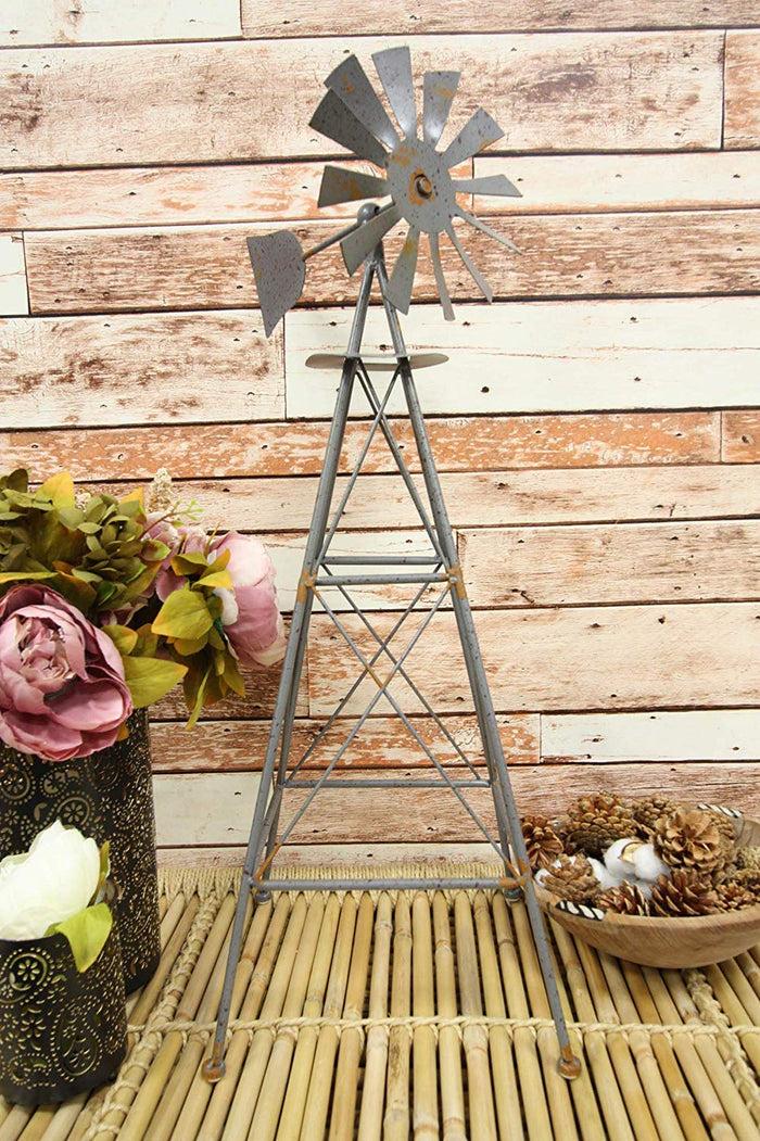 ebros gift Ebros 25.25" Tall Large Rustic Country Farm Agricultural Windmill Outpost Galvanized Metal Handcrafted Sculpture
