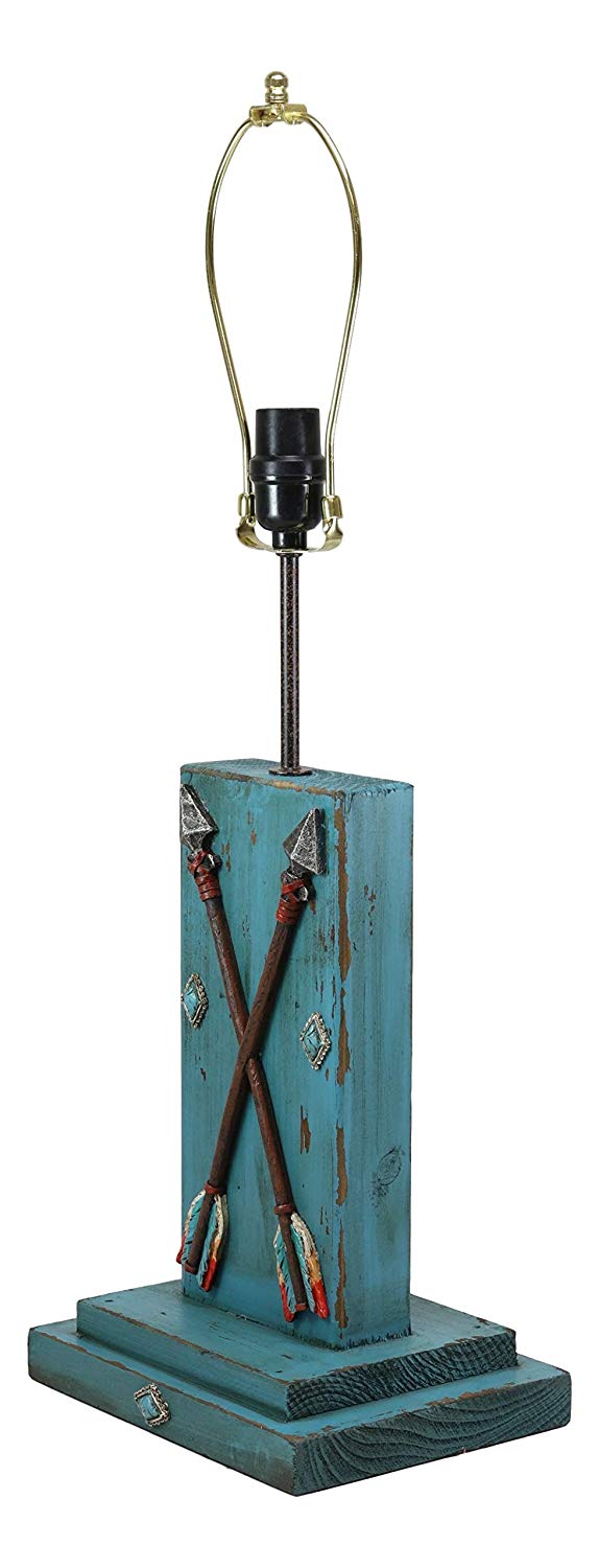 Ebros Gift Ebros 26"H Rustic Blue Distressed Wood 2 Crossed Friendship Arrows Table Lamp