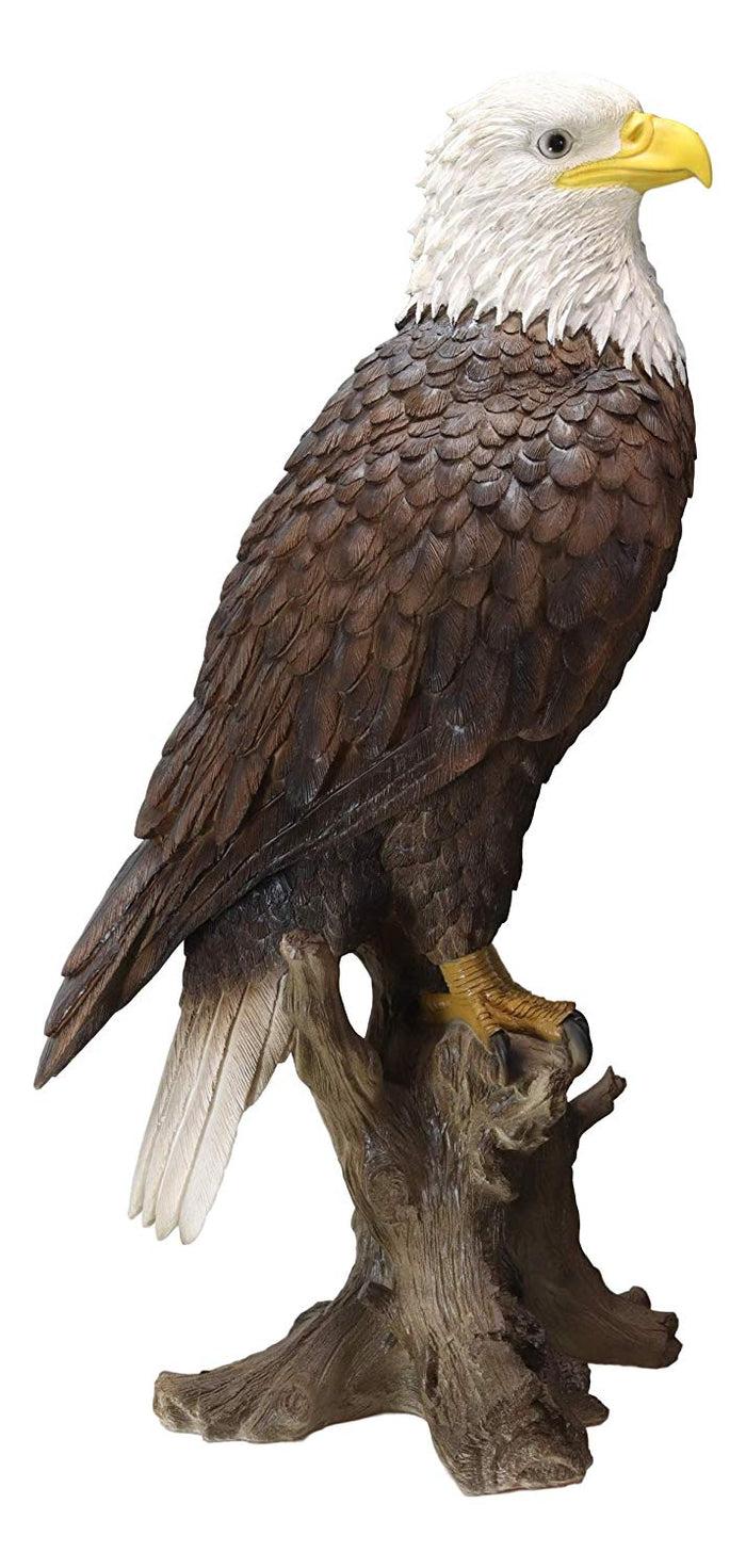 Ebros Gift Ebros 27"H Realistic American Pride Bald Eagle Perching On Tree Stump Statue