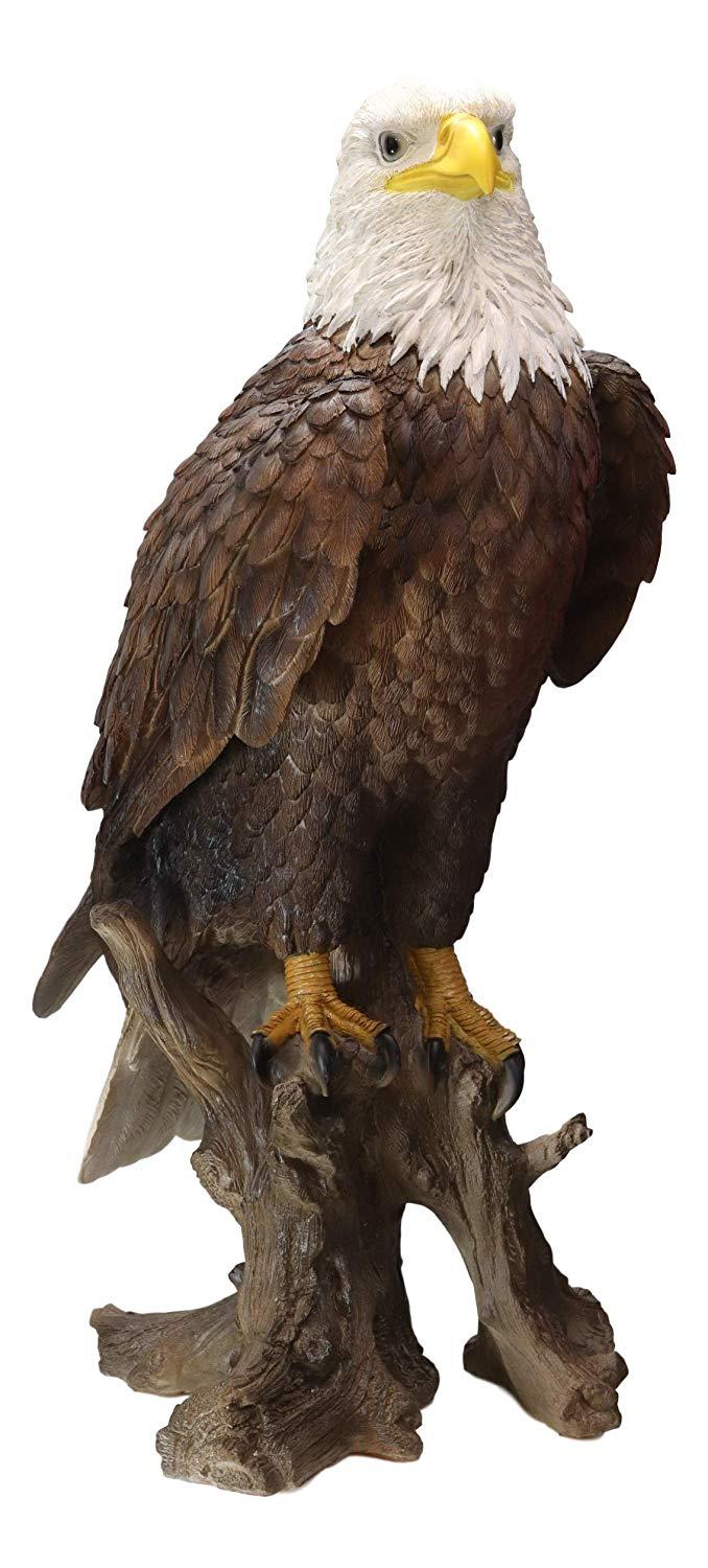 Ebros Gift Ebros 27"H Realistic American Pride Bald Eagle Perching On Tree Stump Statue