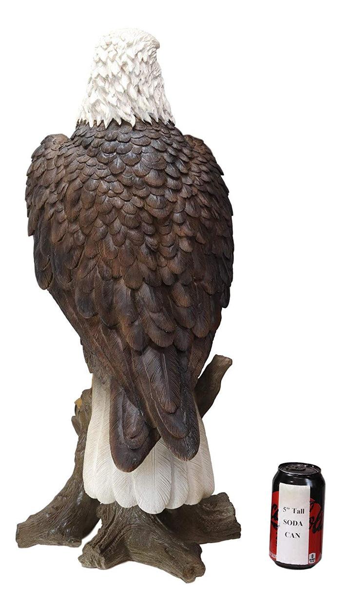 Ebros Gift Ebros 27"H Realistic American Pride Bald Eagle Perching On Tree Stump Statue