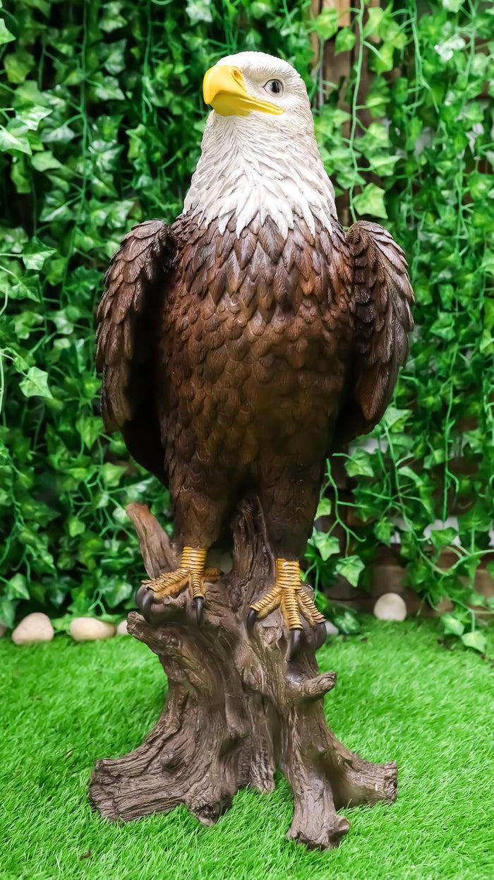 ebros gift Ebros 27"H Realistic American Pride Bald Eagle Perching On Tree Stump Statue