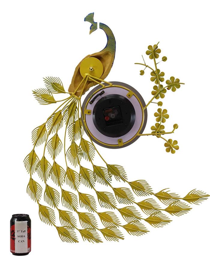 Ebros Gift Ebros 29" High Large Peacock Iris Colorful Gold Plated Metal Wall Clock Analog