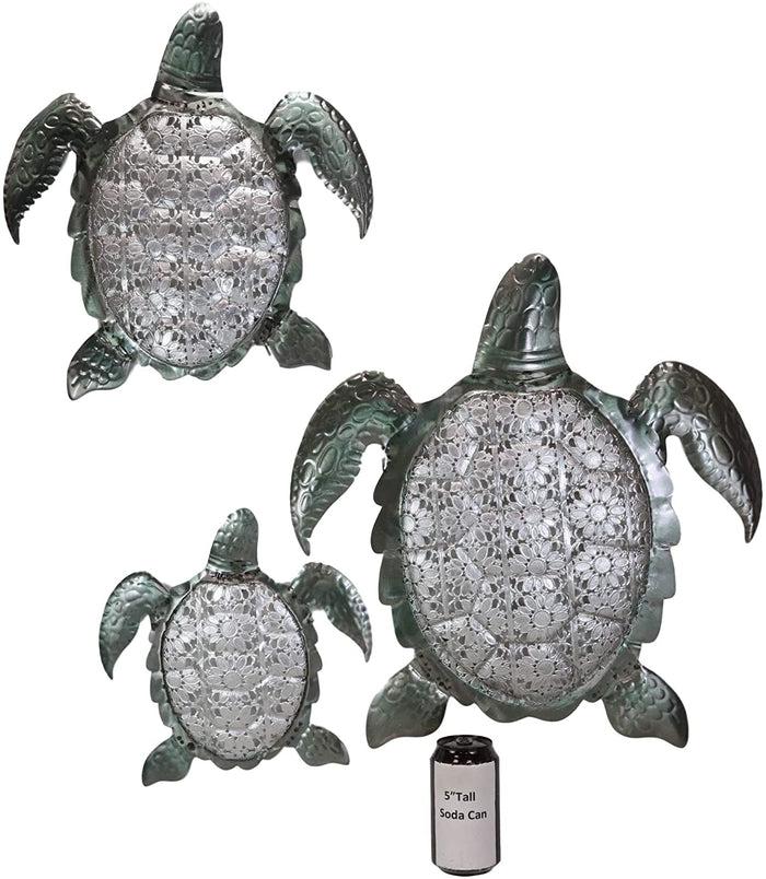 Ebros Gift Ebros 3 Piece Galvanized Metal Swimming Sea Turtles Hanging Wall Decor Plaques