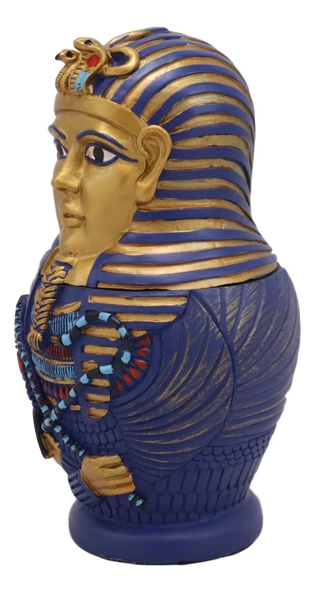 Ebros Gift Ebros 3 Piece Set Pharaoh King TUT Sarcophagus Coffins With Mummy Nesting Doll Matroyshka Figurines 6" Tall