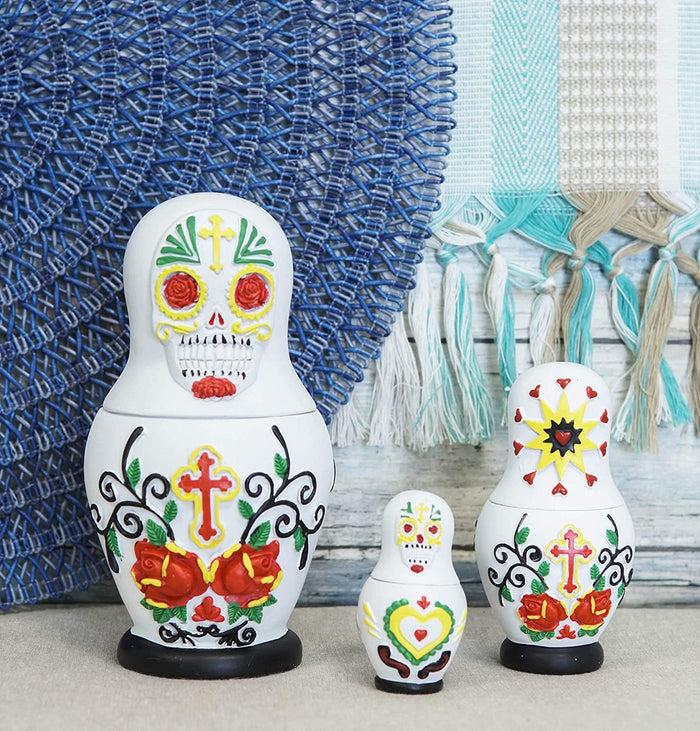 Ebros Gift Ebros 3 Piece Set Sugar Skulls Nesting Dolls Matroyshka Babushka Figurines 6" H