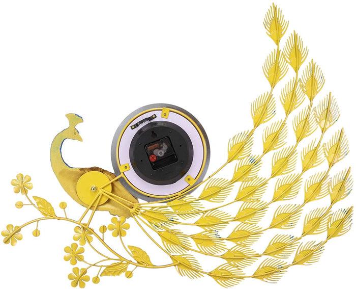 Ebros Gift Ebros 30" Wide Large Iridescent Peacock Gold Plated Metal Wall Clock Analog Face