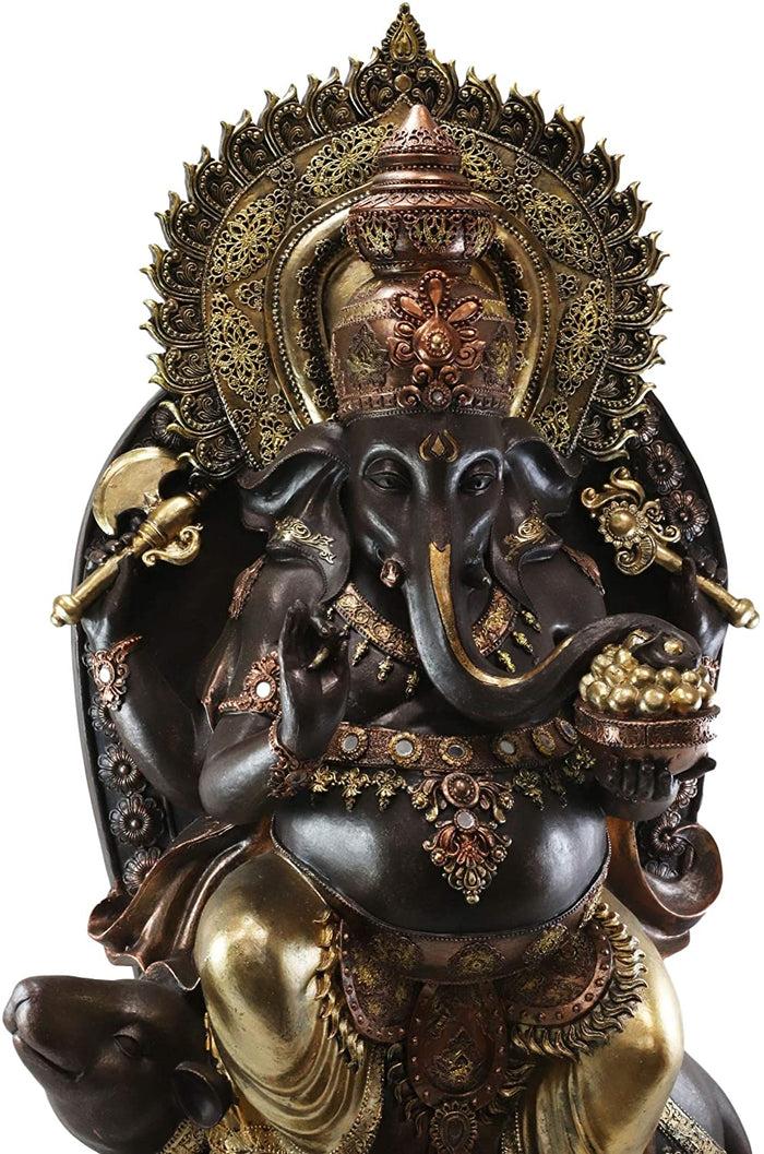 Ebros Gift Ebros 34" Tall Large Hindu God Ganesha On Throne With Giant Mouse Figurine