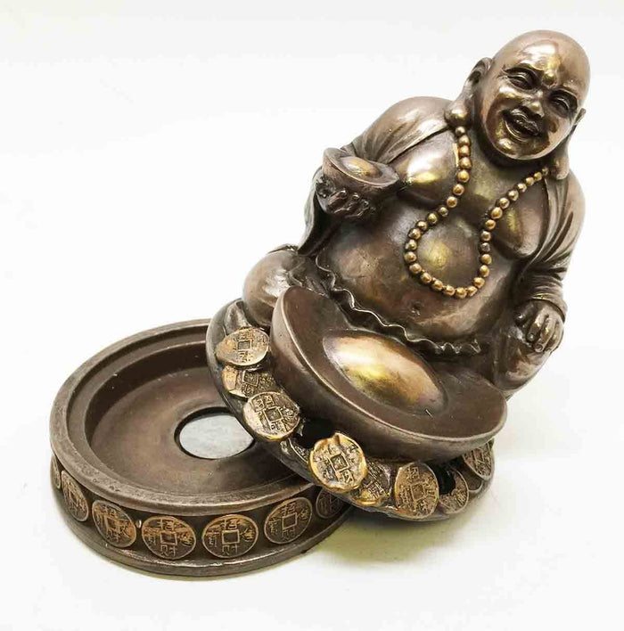 Ebros Gift Ebros 4.25 Inch Lucky Buddha Bronze Finish Incense Burner Statue Figurine